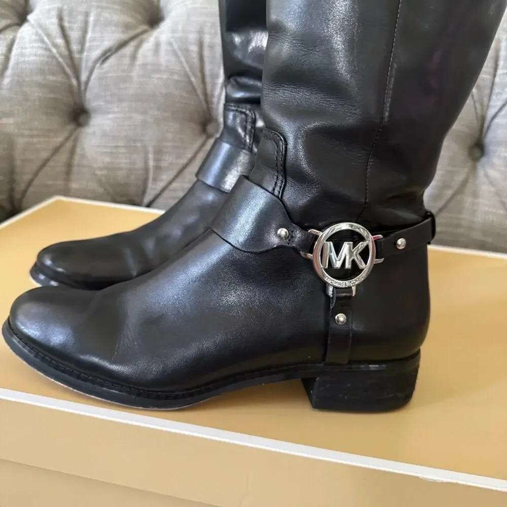 Michael Kors Tall Leather Side Zip Boots Women’s 7.5
